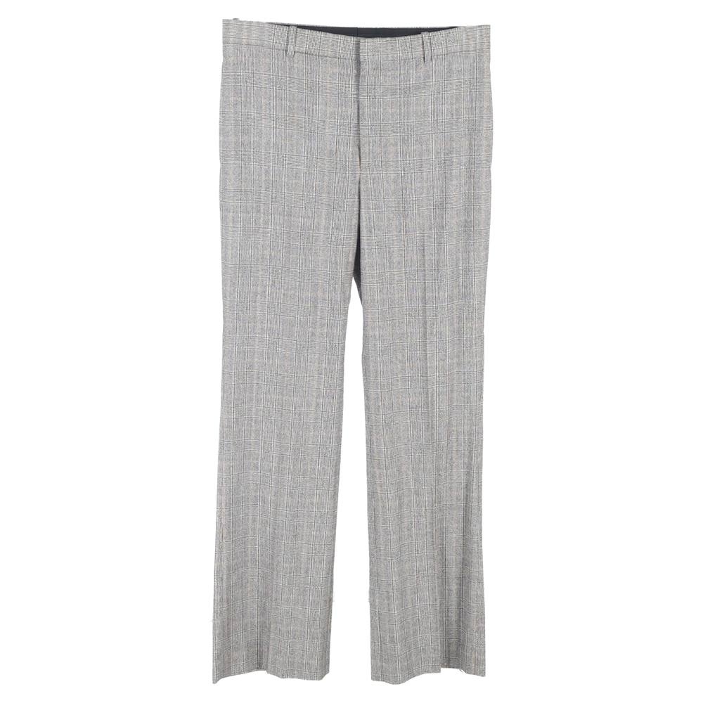 Balenciaga Preloved Checked Wide-Leg Trousers In Grey Wool Balenciaga Preloved Checked Wide-Leg Trousers In Grey Wool