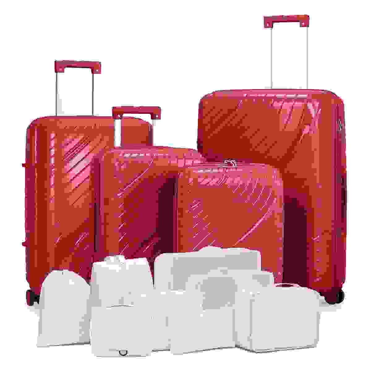 -Piece Luggage Set with Handbags & -Piece Toiletry Kit Durable PP Suitcase inininin + L Travel Tote + L Crossbody Wash Bag -Piece Luggage Set with Handbags & -Piece Toiletry Kit Durable PP Suitcase inininin + L Travel Tote + L Crossbody Wash Bag