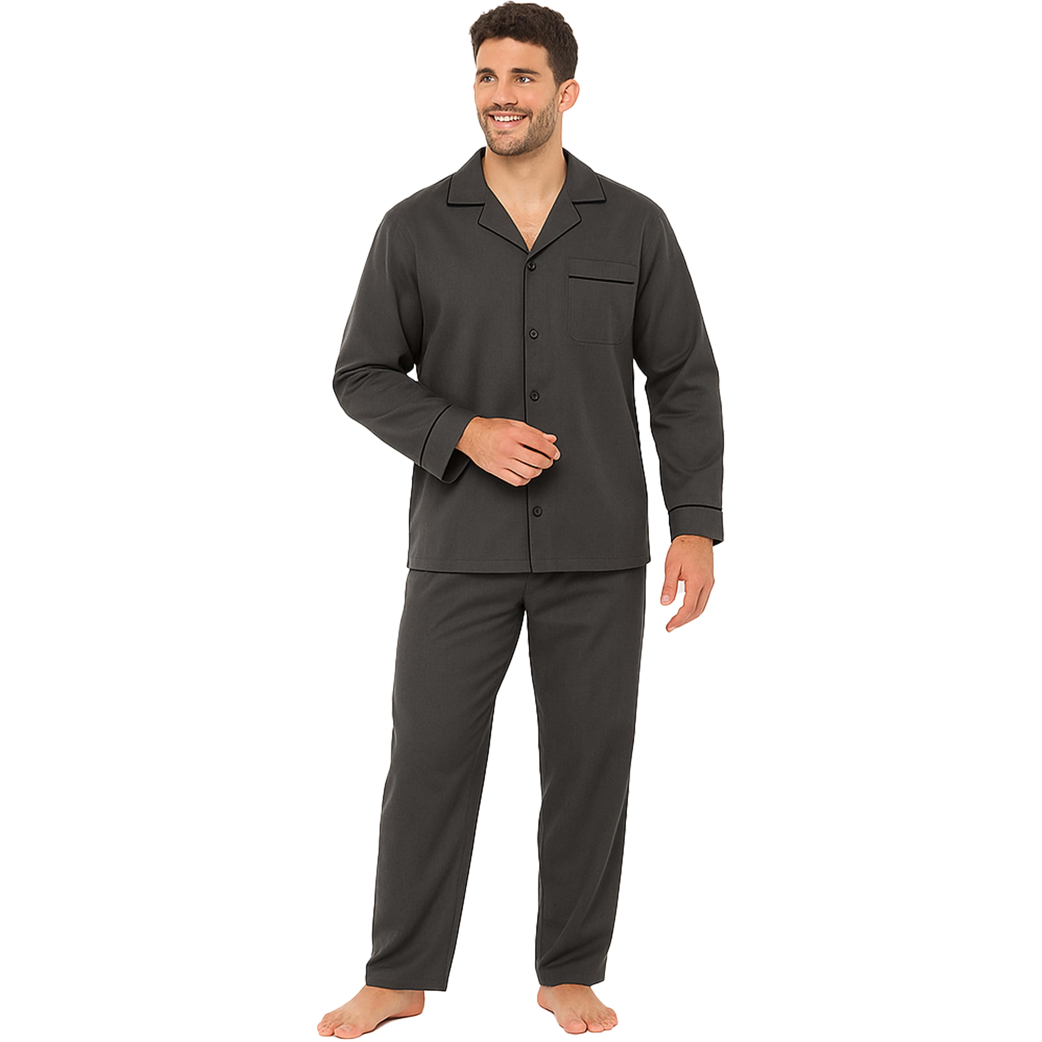 Men’s Classic Charcoal Woven Pyjama Set Long Sleeve Button Top & Bottoms Easy Care Nightwear Sleepwear by Sock Stack – M CHARCOAL Men’s Classic Charcoal Woven Pyjama Set Long Sleeve Button Top & Bottoms Easy Care Nightwear Sleepwear by Sock Stack – M CHARCOAL