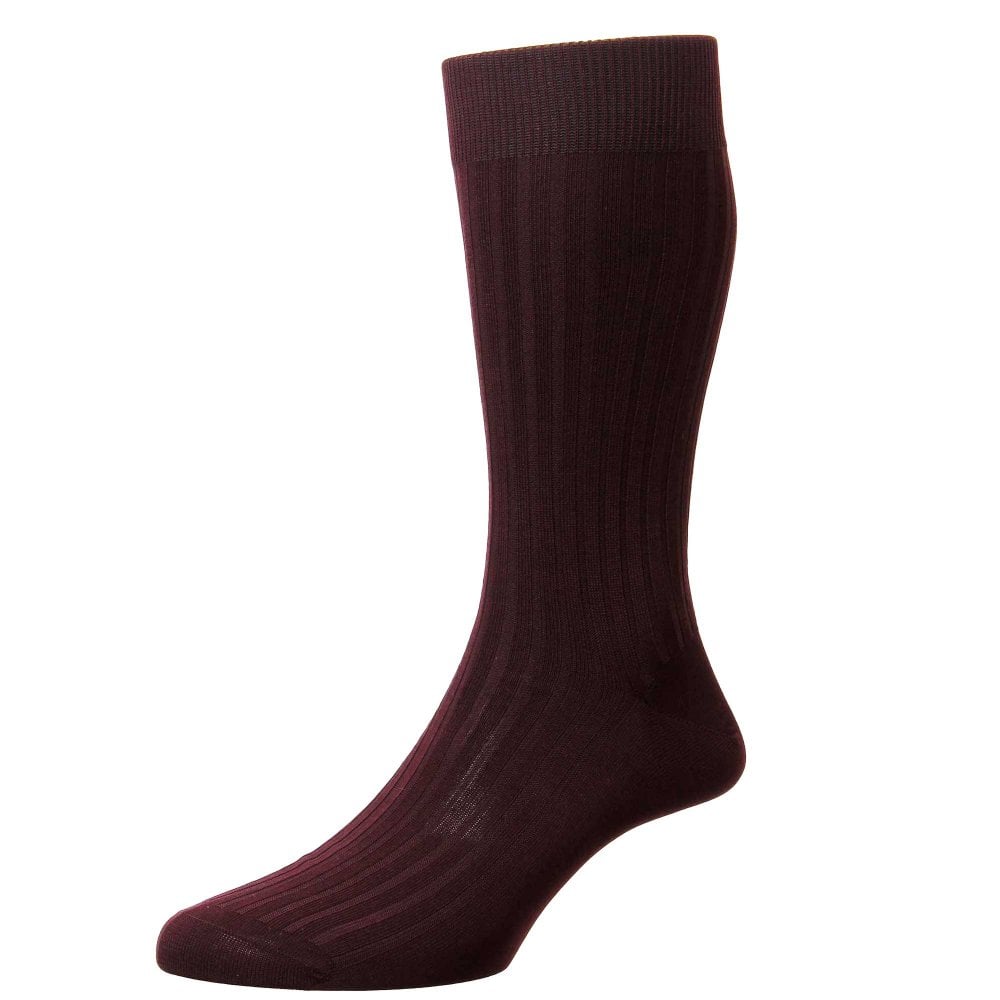 Pantherella Danvers Plain Burgundy Luxury Mercerised Egyptian Cotton Men's Socks Medium .-. Size: Size: Medium