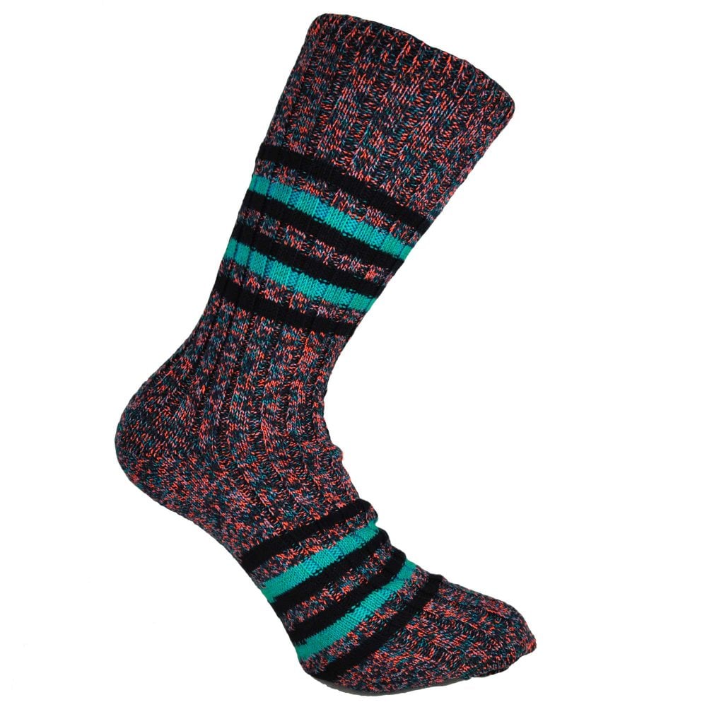Pantherella "Phoenix" Navy, Turquoise & Red Striped Men's Socks Size – Size: Size: Large