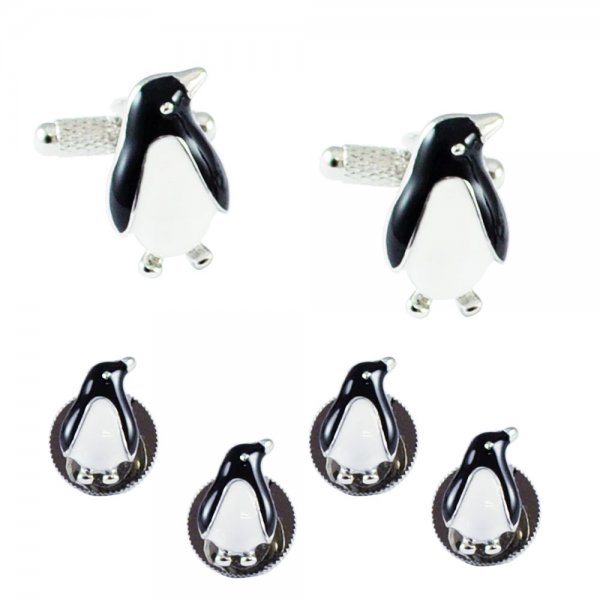 Penguin Cufflinks & Dress Shirt Studs Gift Boxed Set