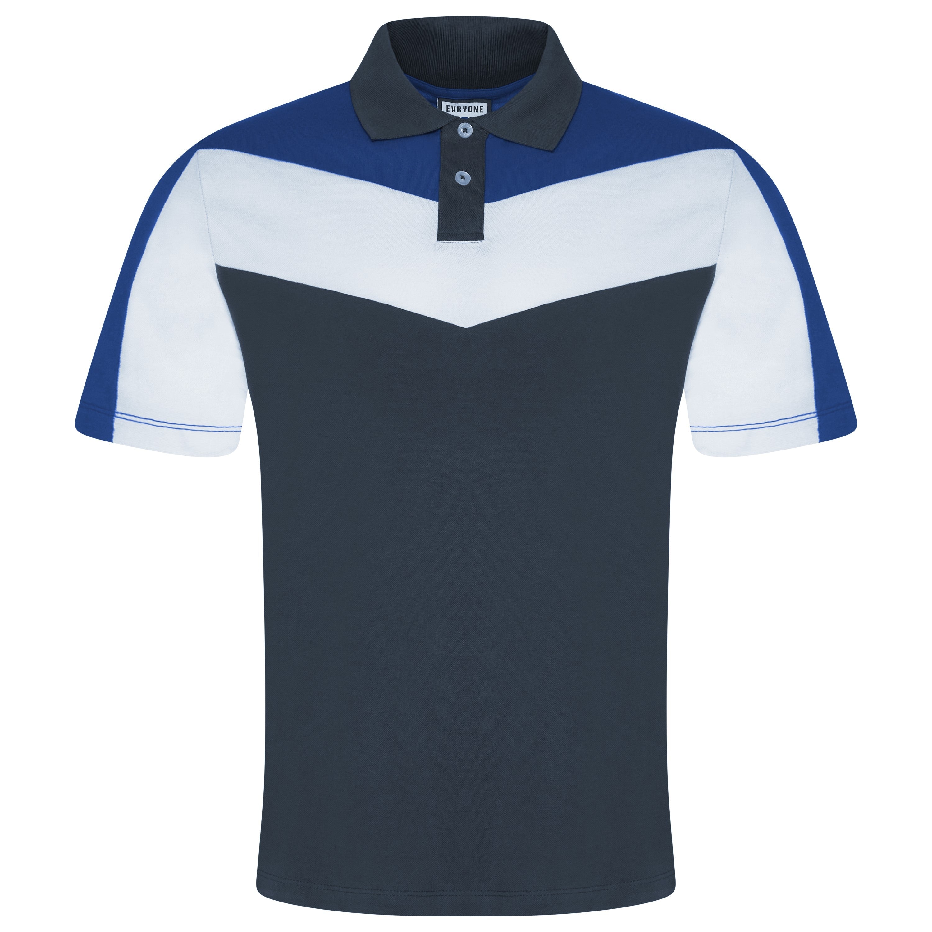 Evryone Contrast Stripe Polo Shirt – Blue White Navy