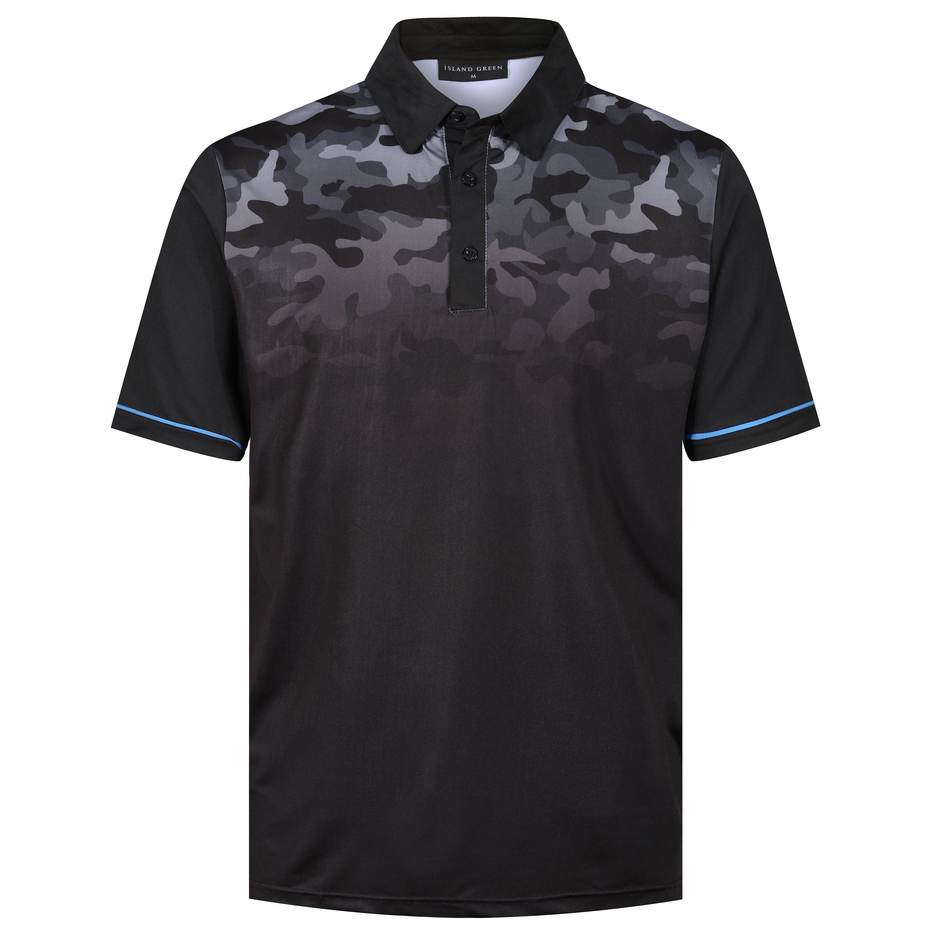 Island Green Camo Print Golf Sport Polo Shirt – Black