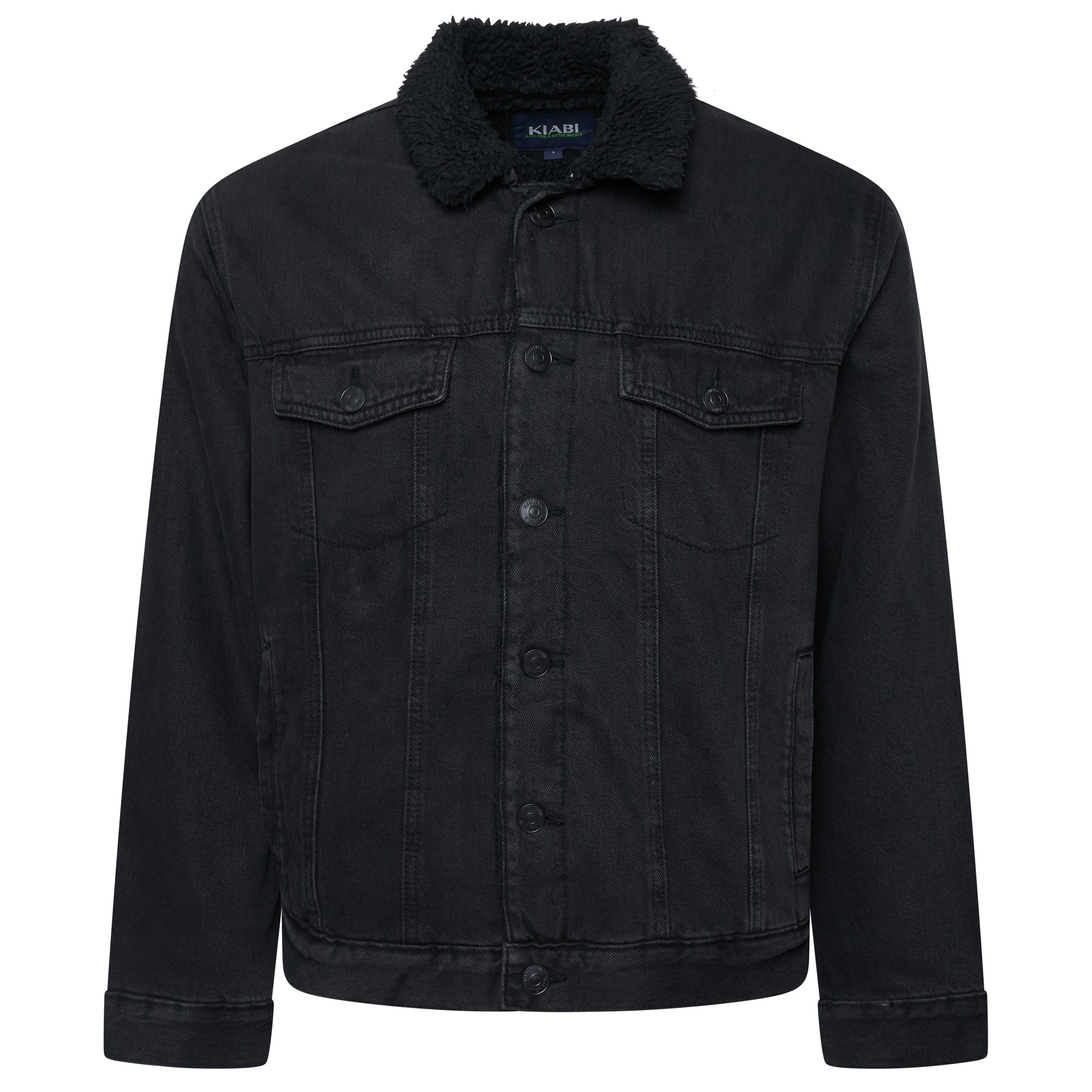 Kiabi Sherpa Fleece Lined Denim Jacket – Black