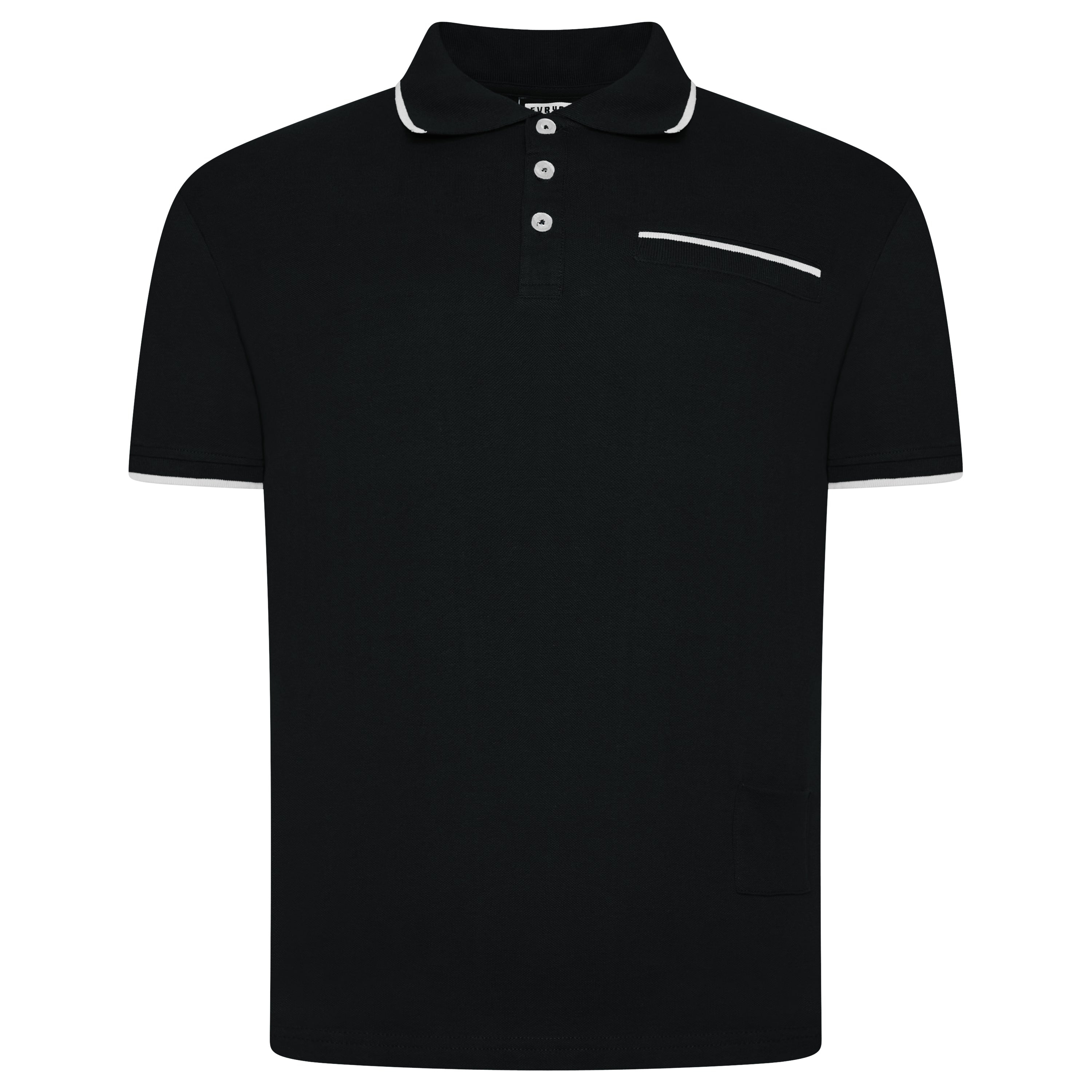 Evryone Contrast Tipped Polo Shirt – M Jet Black