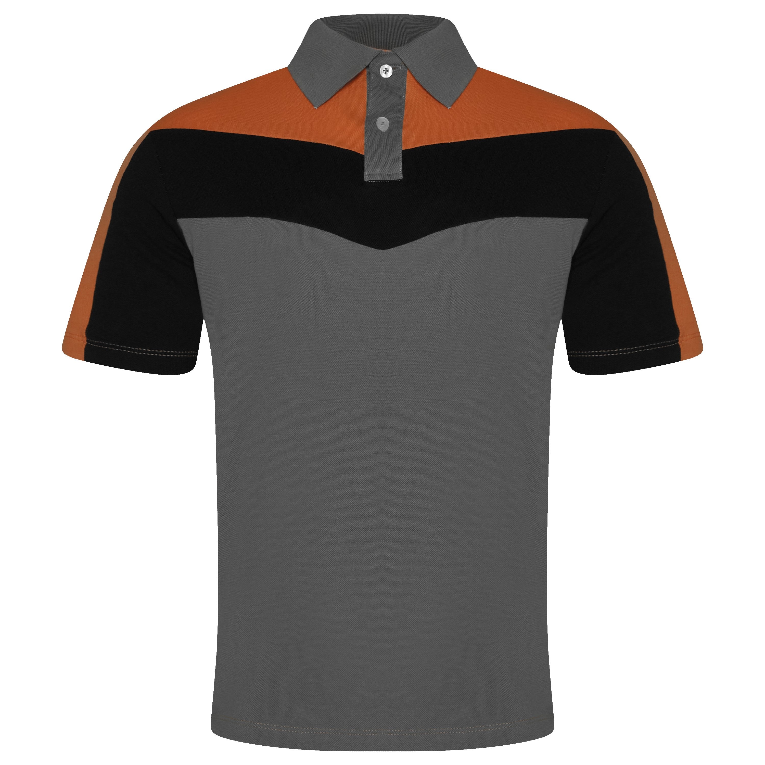 Evryone Contrast Stripe Polo Shirt – L Orange Black Grey Evryone Contrast Stripe Polo Shirt – L Orange Black Grey