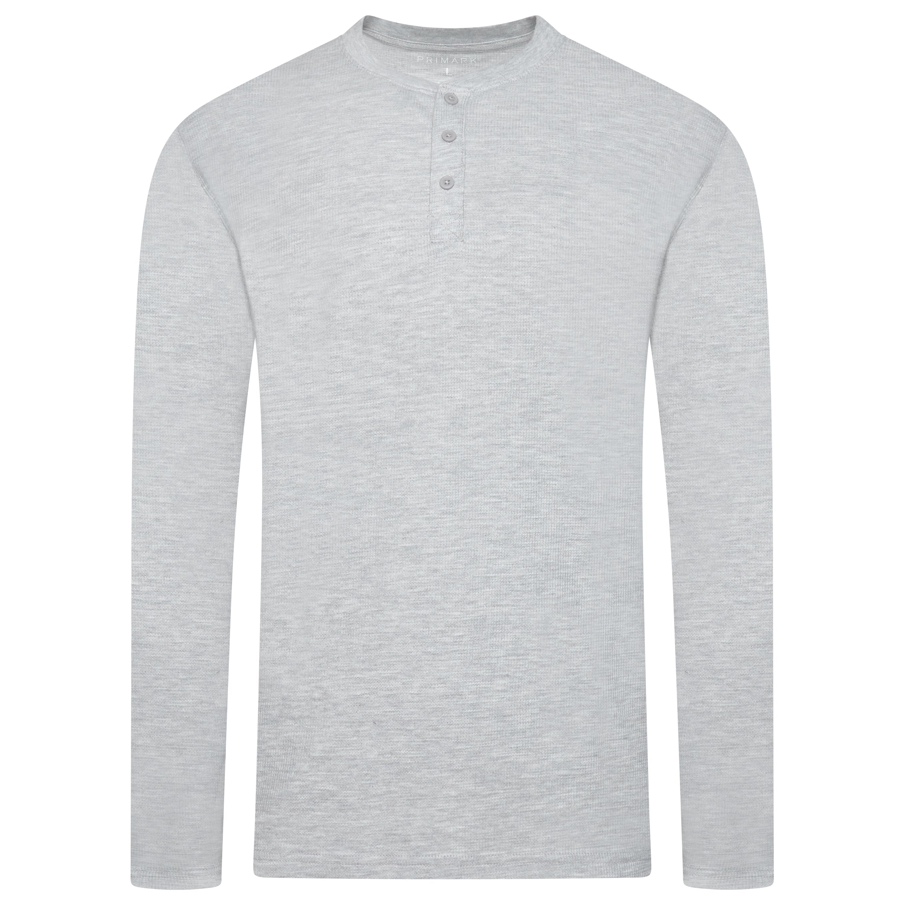 Henley Waffle Knit Long Sleeve Top – M Grey Henley Waffle Knit Long Sleeve Top – M Grey