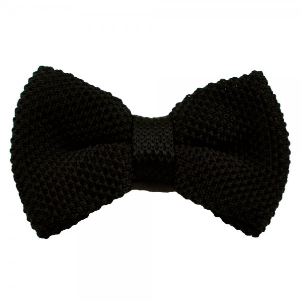 Plain Black Knitted Bow Tie