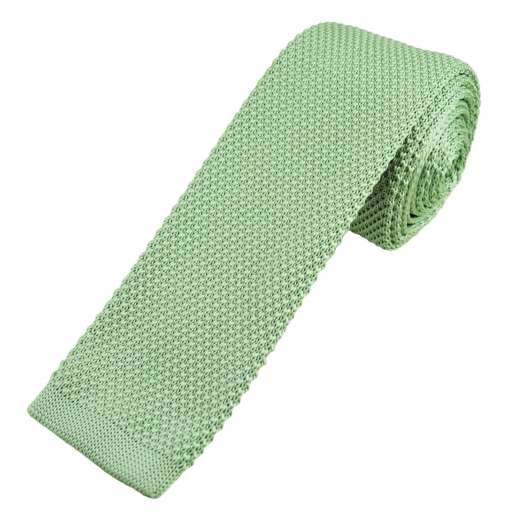 Plain Sage Green Men's Knitted Tie