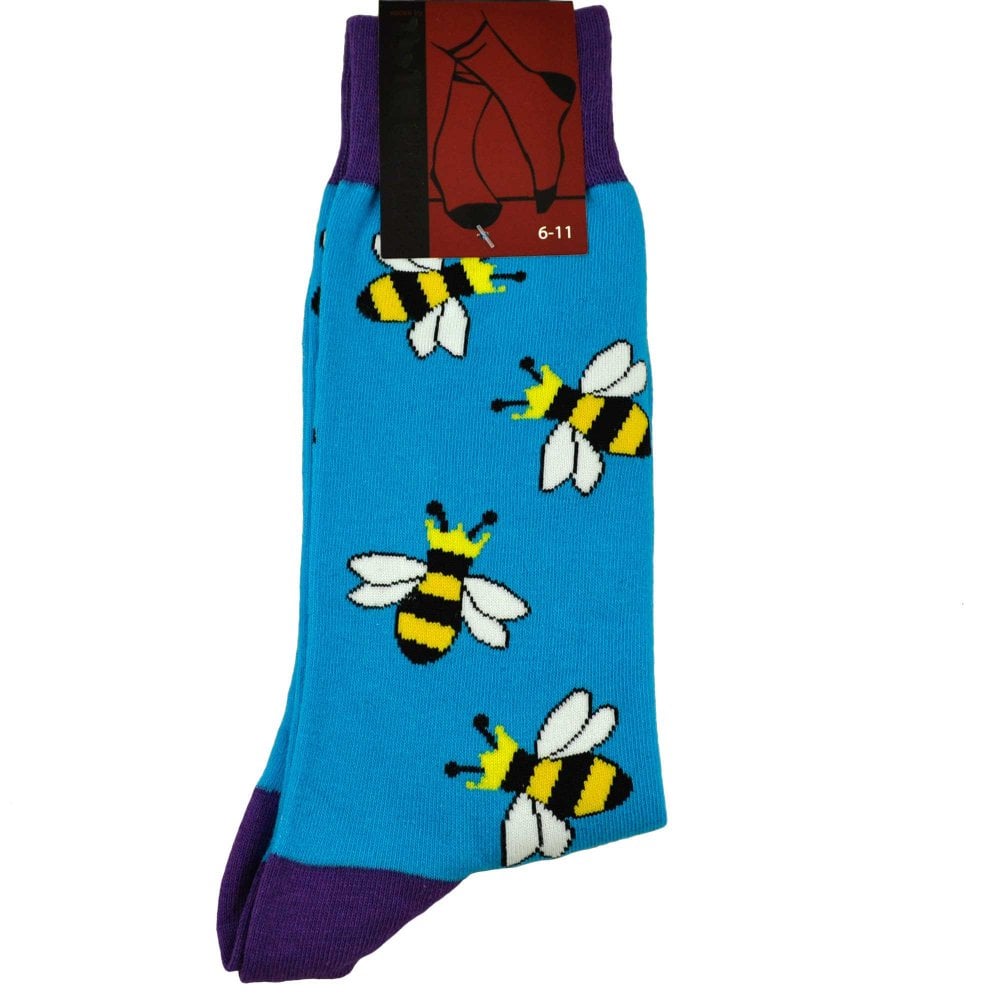 Queen Bumble Bee Blue Men's Novelty Socks