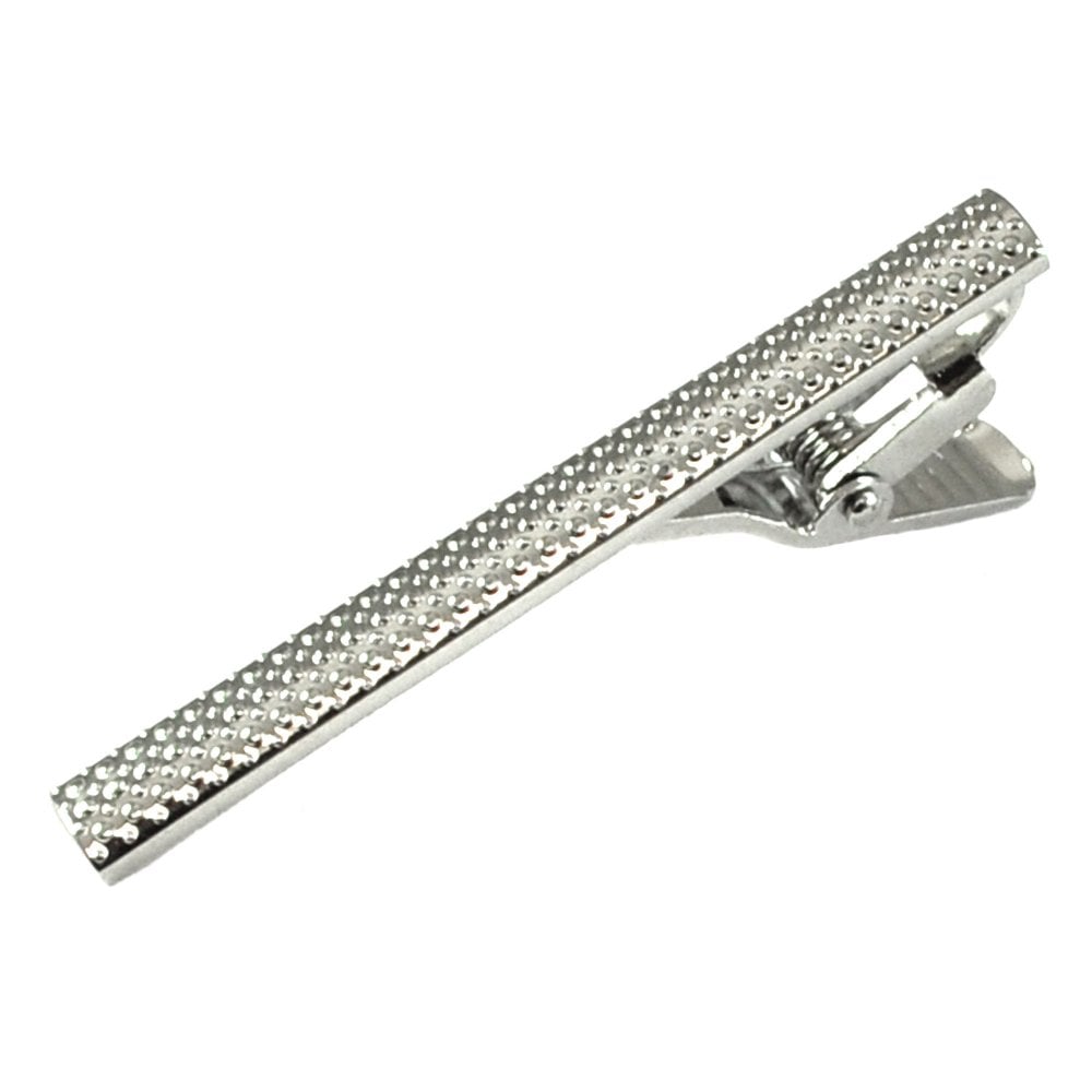 Silver Textured Patterned Width Rhodium Plated Tie Clip Silver Textured Patterned Width Rhodium Plated Tie Clip