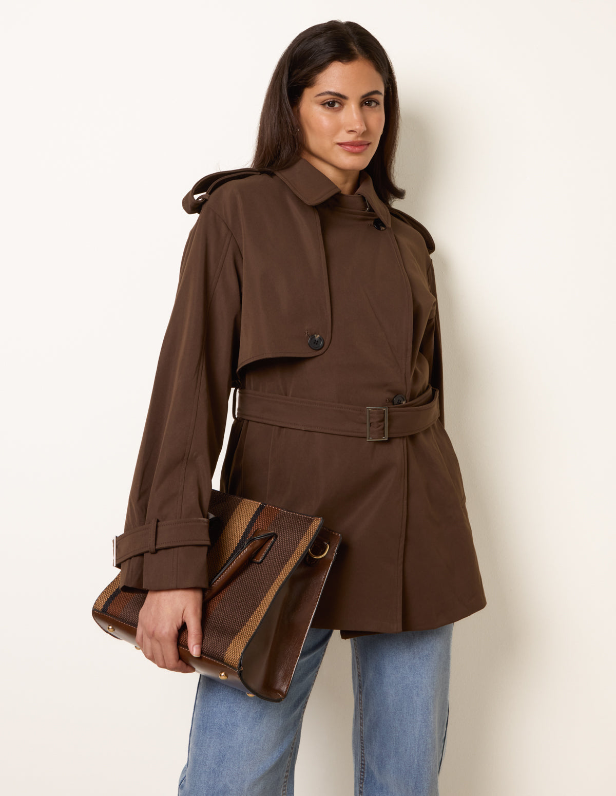 Short Trench Coat – S CHOCOLATE Short Trench Coat – S CHOCOLATE
