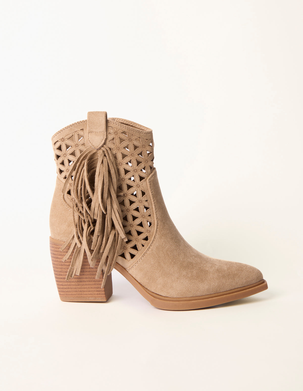 Laser Cut Tassel Cowboy Boots – STONE