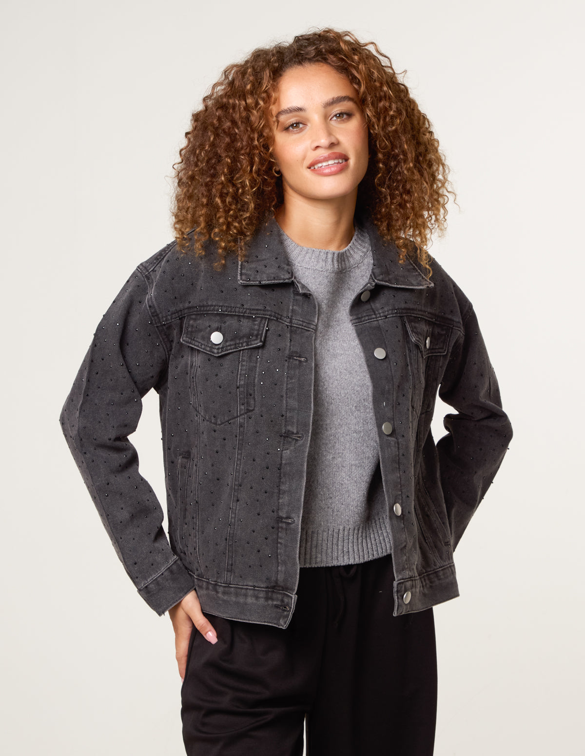 Embellished Denim Jacket – SM BLACK Embellished Denim Jacket – SM BLACK