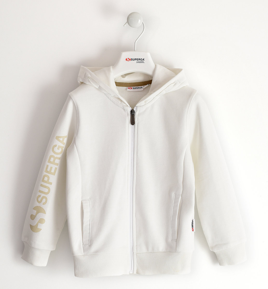 Superga Kids Zip Up Hoodie – White Superga Kids Zip Up Hoodie – White