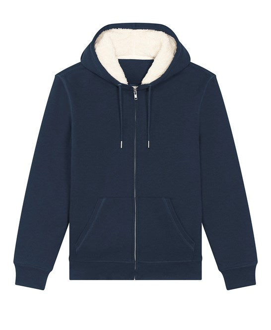 Organic Sherpa Zipped Hooded Sweatshirt: Unisex – French Navy