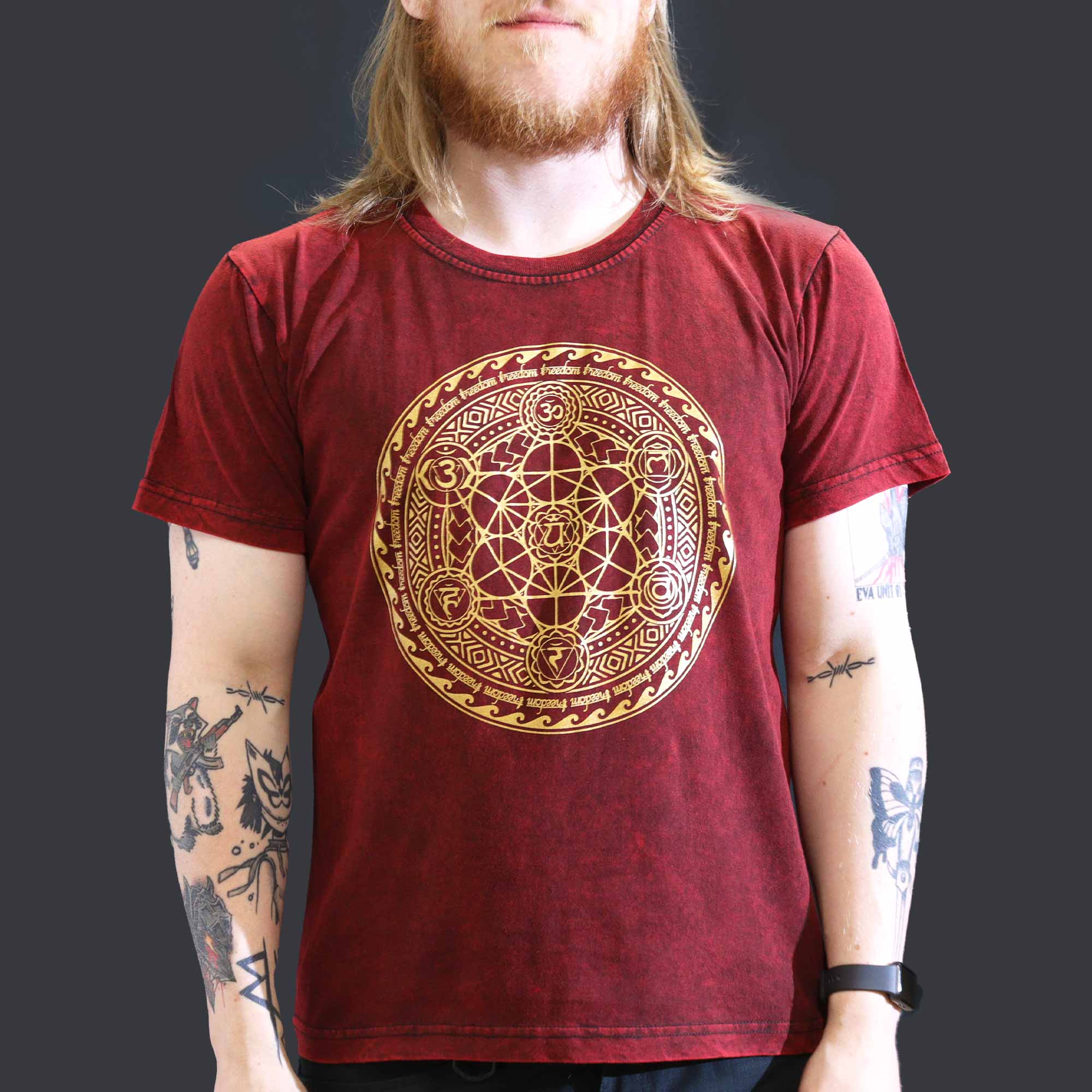 Shirt Stone Washed Chakra Maroon Large