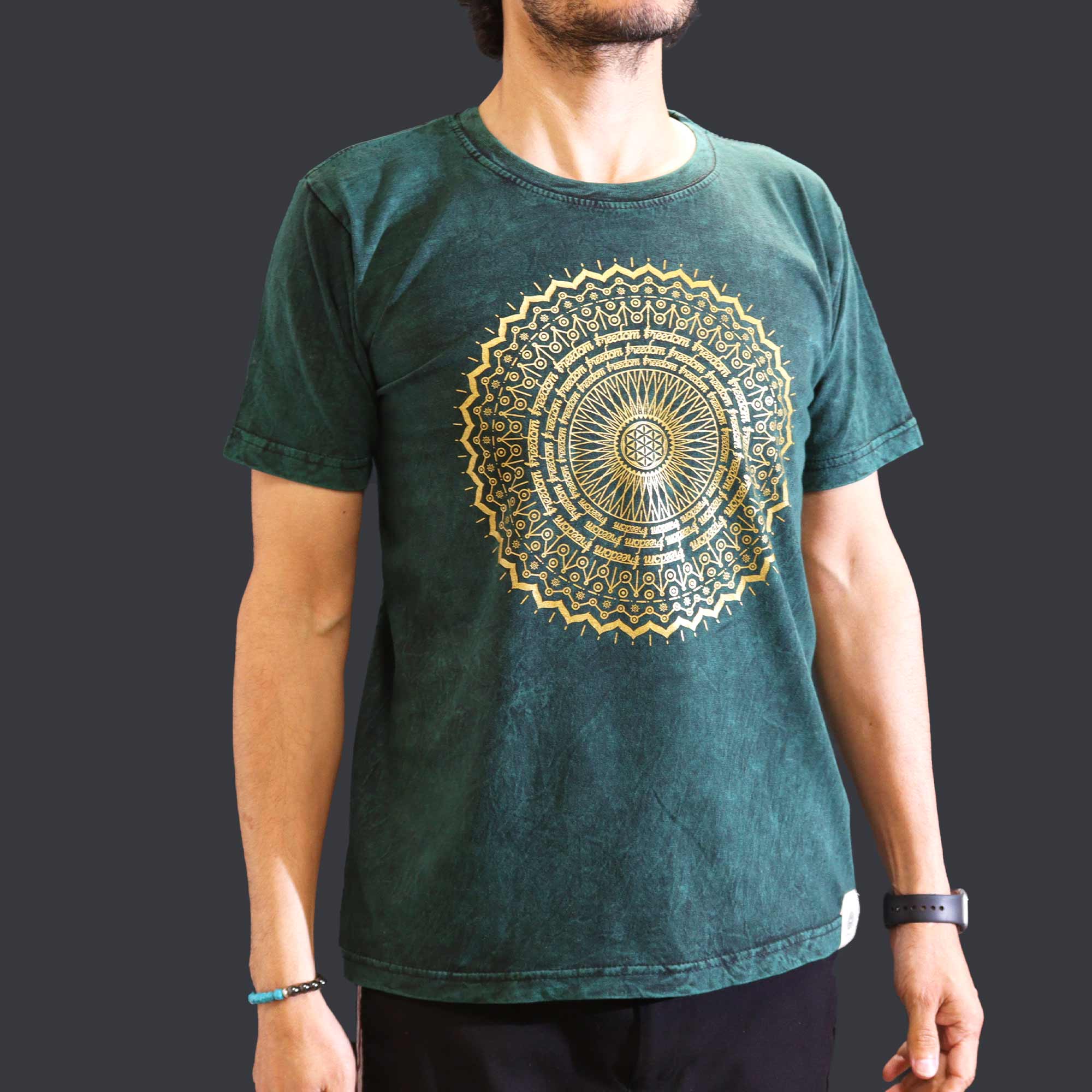 Shirt Stone Washed Green Mandala Medium