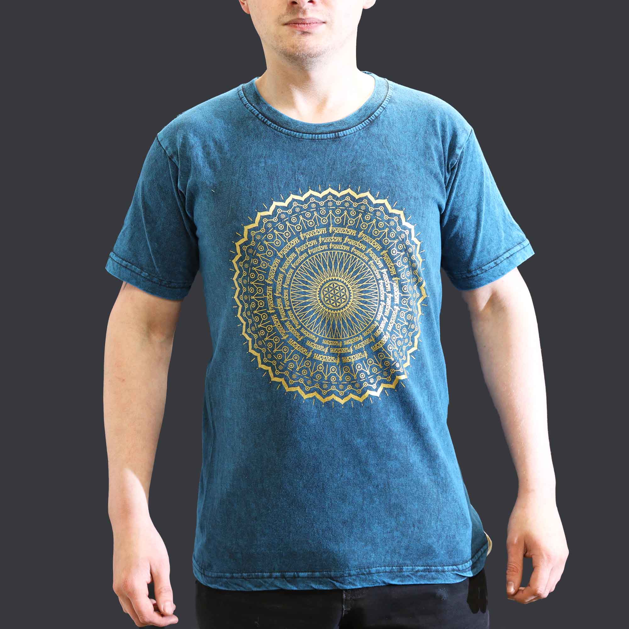 Shirt Stone Washed Mandala Blue Small
