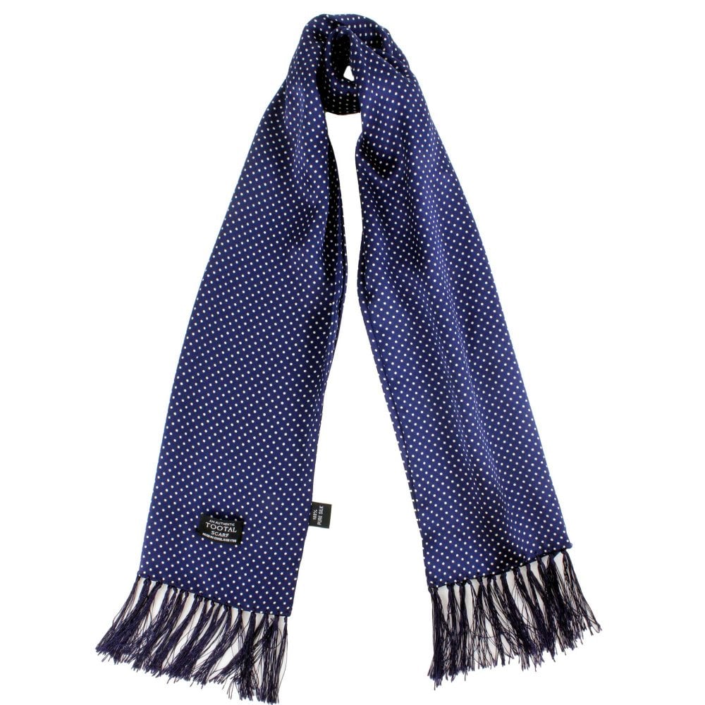 Tootal French Navy Blue & White Polka Dot Silk Scarf Tootal French Navy Blue & White Polka Dot Silk Scarf