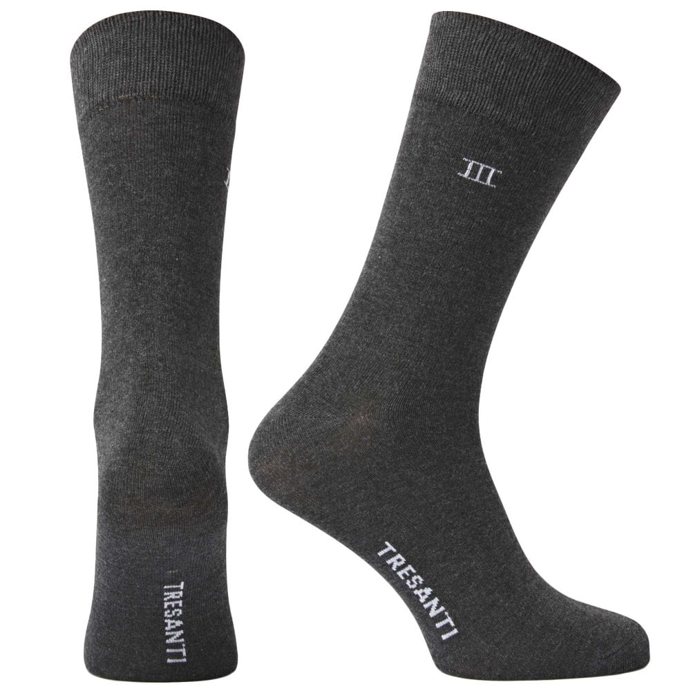 Tresanti Anthracite Grey Melange Bamboo Men's Socks Size -, – Sock Size: – ,