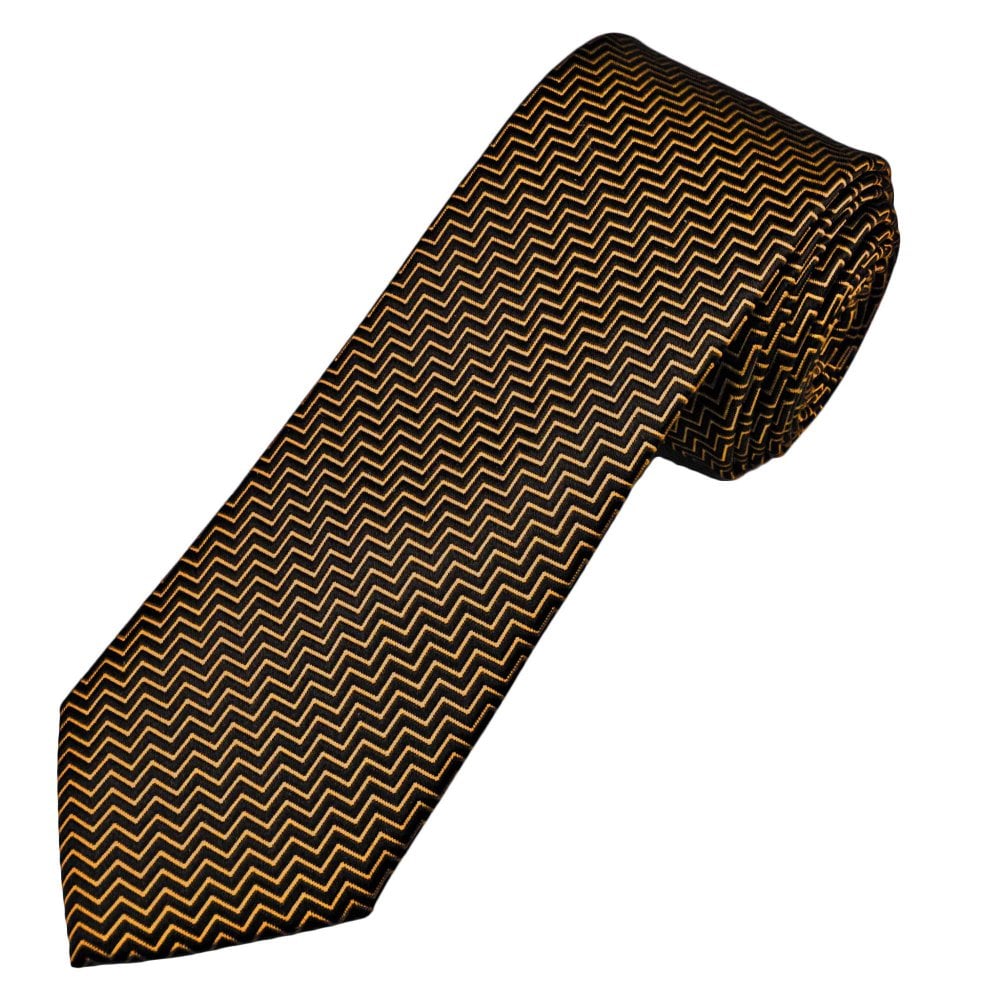 Tresanti Celeste Navy Blue & Gold Zig Zag Pattern Men's Silk Tie Tresanti Celeste Navy Blue & Gold Zig Zag Pattern Men's Silk Tie