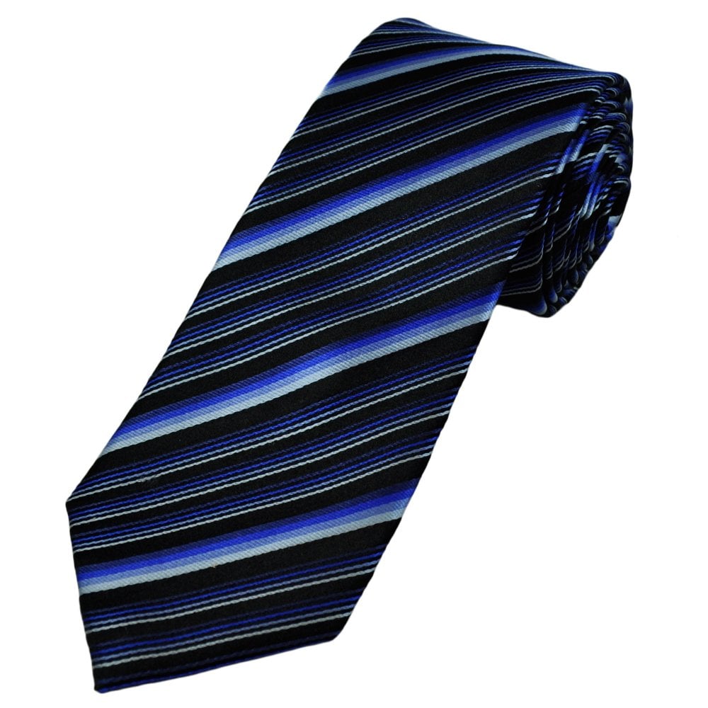 Tresanti Shades of Dark Blue & Black Striped Men's Silk Designer Tie
