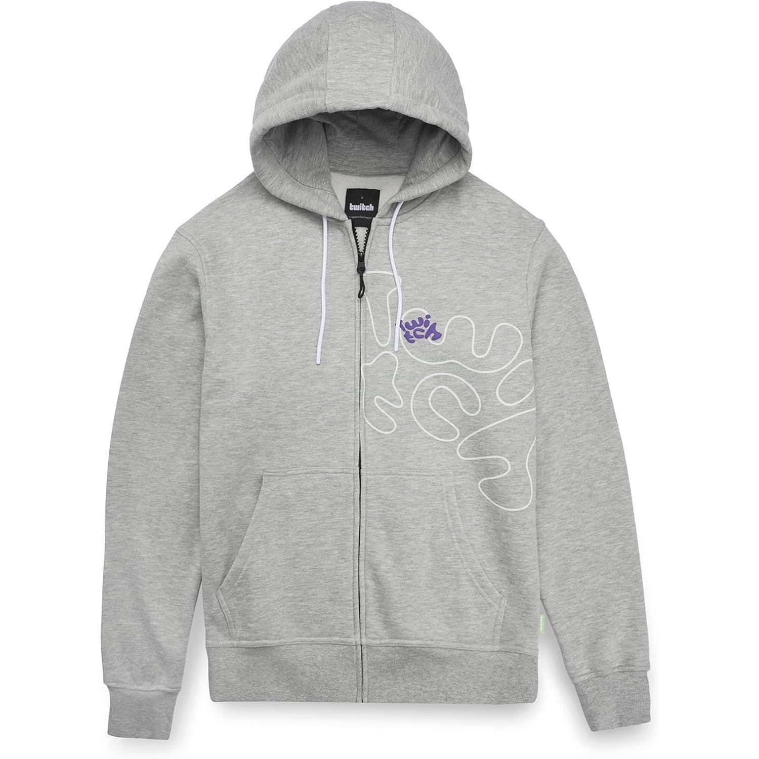 Twitch Zip Up Hoodie Gray, Full-Zip Hooded Sweatshirt, Top Hoodie –