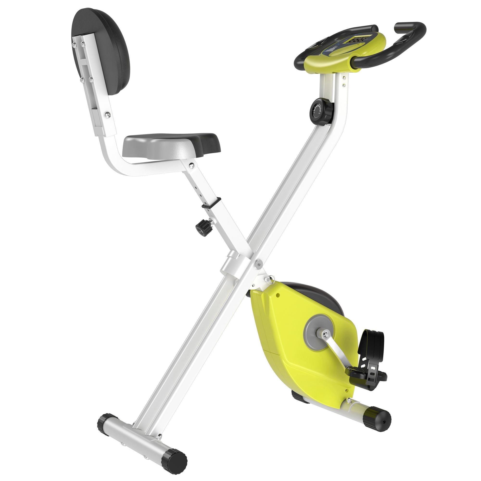 MCL Folding Exercise Bike, Fitness Bicycle Indoor Trainer, -Level Magnetic Resistance Adjustable, with LCD Monitor, Pulse Sensor, Yellow MCL Folding Exercise Bike, Fitness Bicycle Indoor Trainer, -Level Magnetic Resistance Adjustable, with LCD Monitor, Pulse Sensor, Yellow