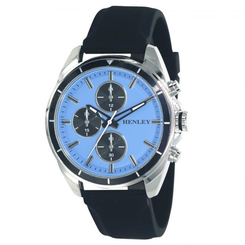 Henley Men’s Blue Dial Sports Watch | Black Silicone Strap