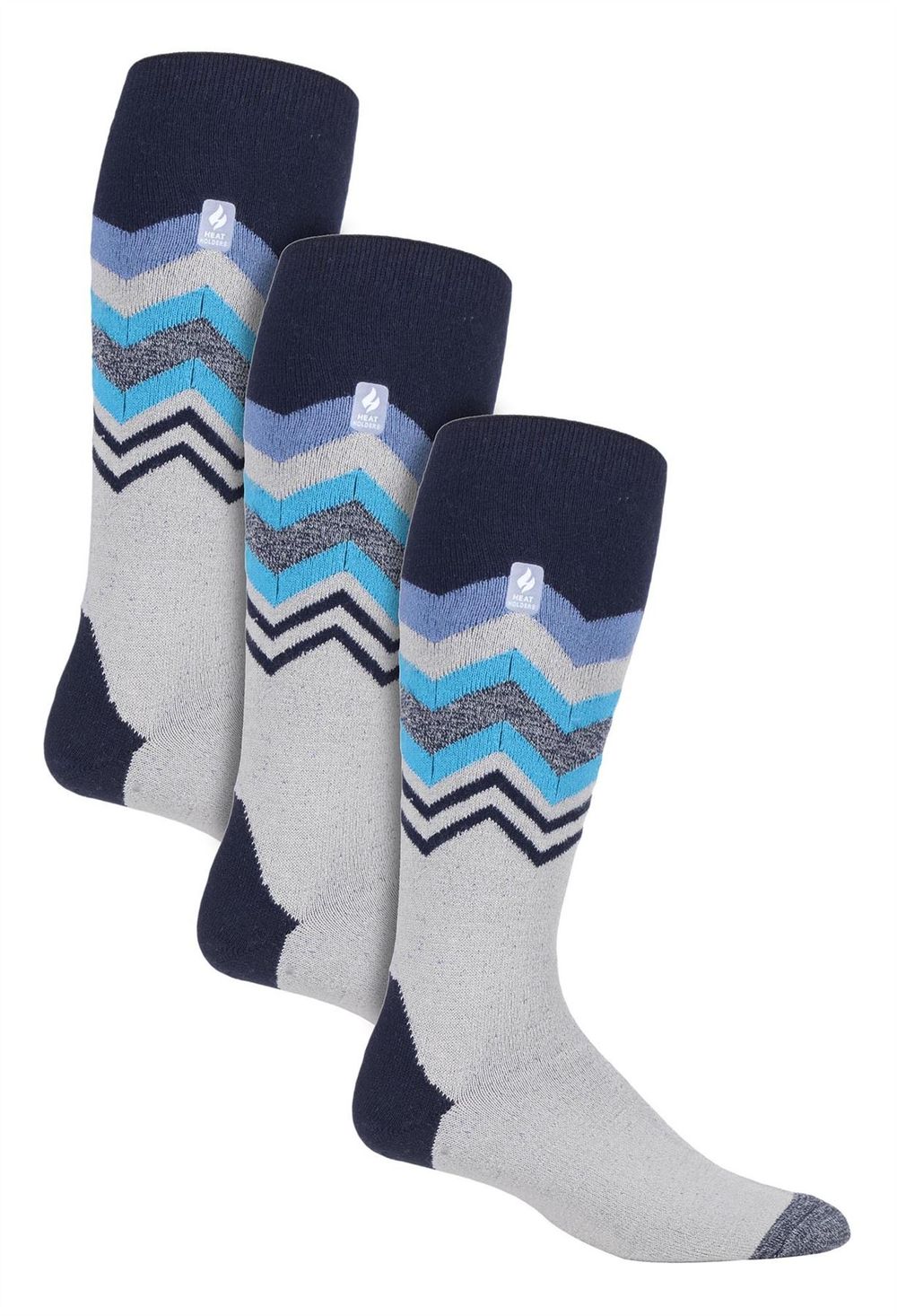 Men’s Heat Holders Pack Ultra Lite Ski Socks – Grey Zig Zag