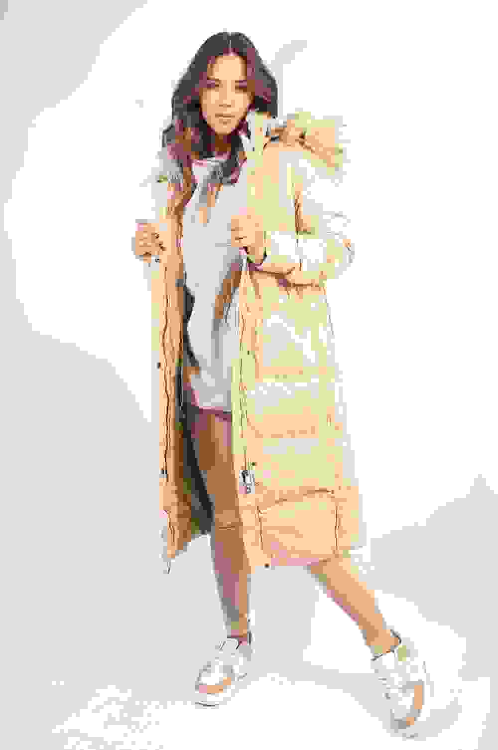 Luxury Longline Faux Fur Hooded Puffer Jacket – M Taupe Luxury Longline Faux Fur Hooded Puffer Jacket – M Taupe