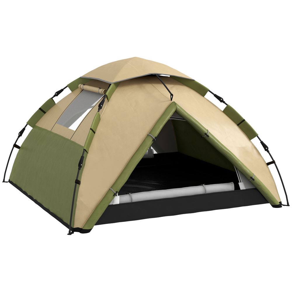 Outsunny – Man Camping Tent Portable with Bag, Quick Setup – Green and Brown Outsunny – Man Camping Tent Portable with Bag, Quick Setup – Green and Brown