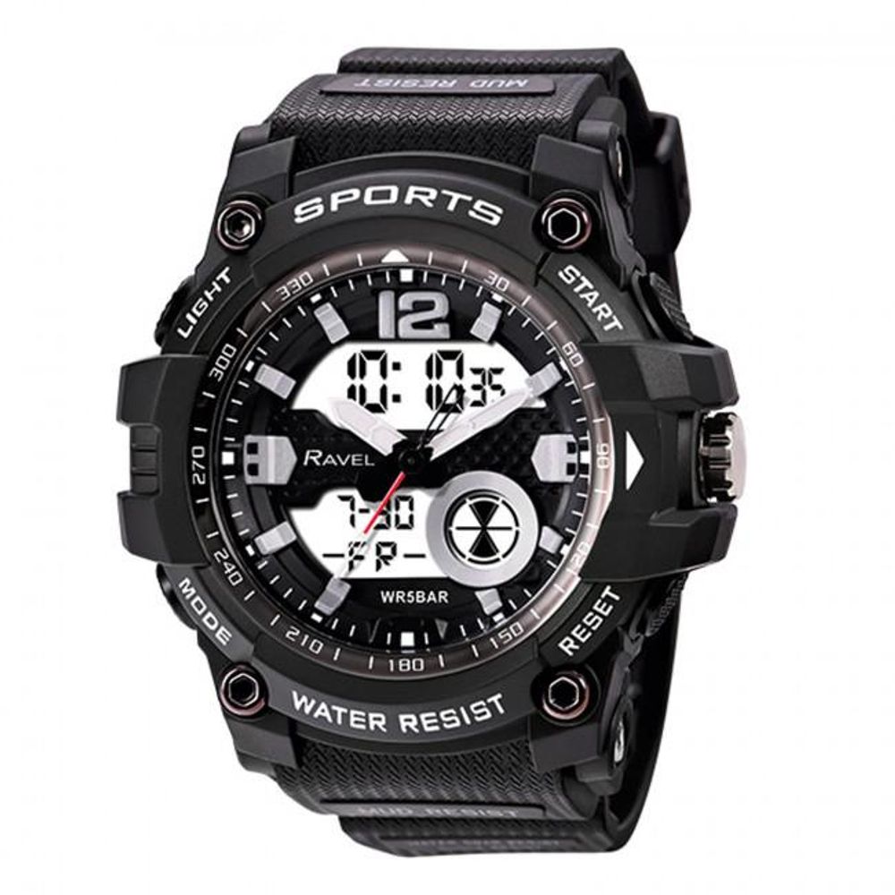 Ravel Adults Ana-Digi Dual ATM Sports Black Watch