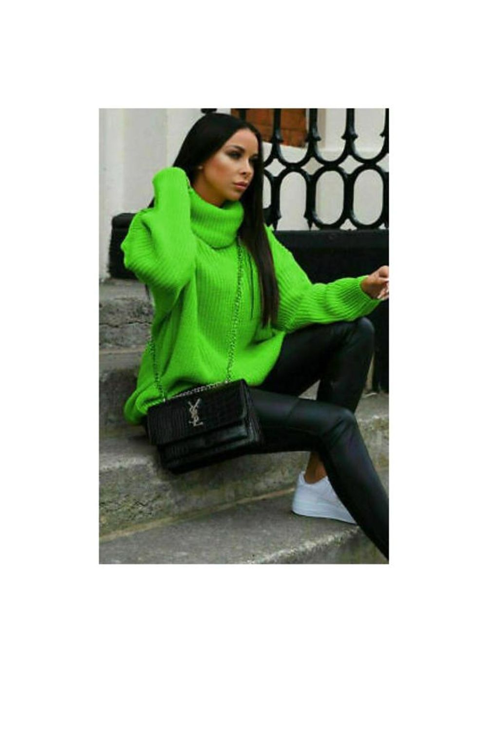 Ladies Polo Knitted Florecent Jumper – One Size- Neon Green