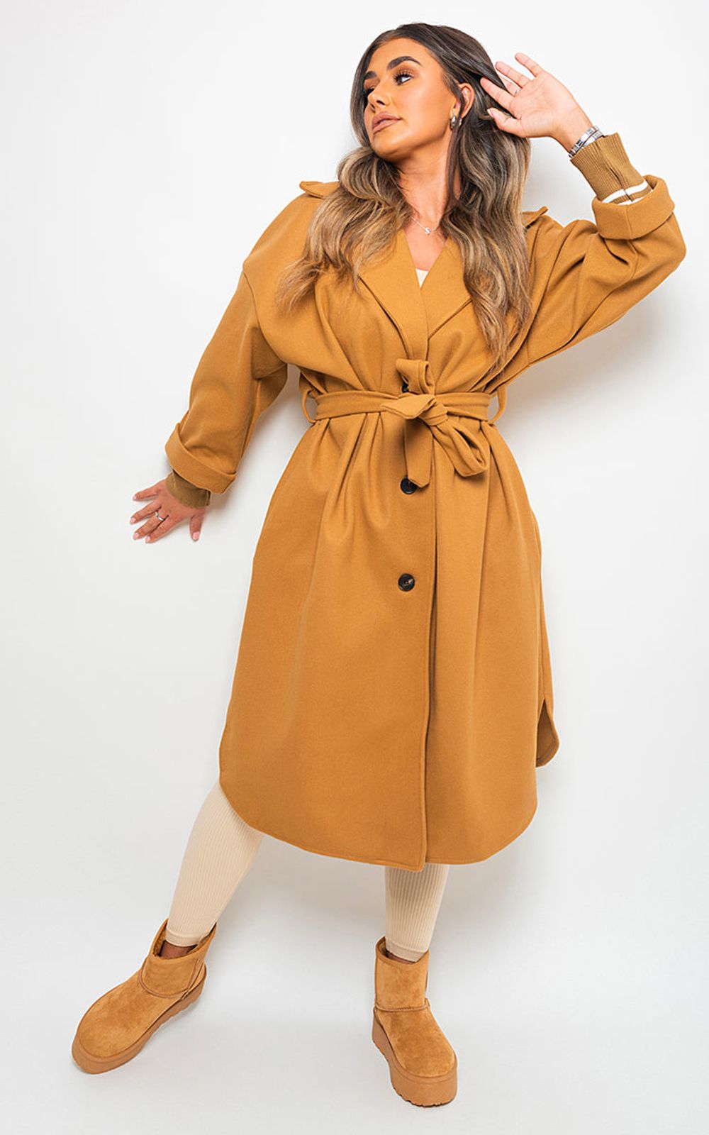 Giana Oversized Belted Trench Coat – Effortless Elegance, All-Weather Versatility! – SM Camel