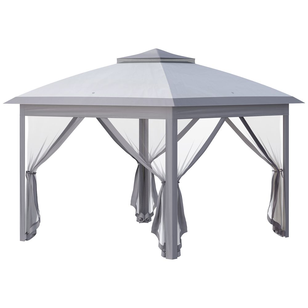 Pop Up Gazebo Height Adjustable Canopy Tent w Carrying Bag, Grey Pop Up Gazebo Height Adjustable Canopy Tent w Carrying Bag, Grey