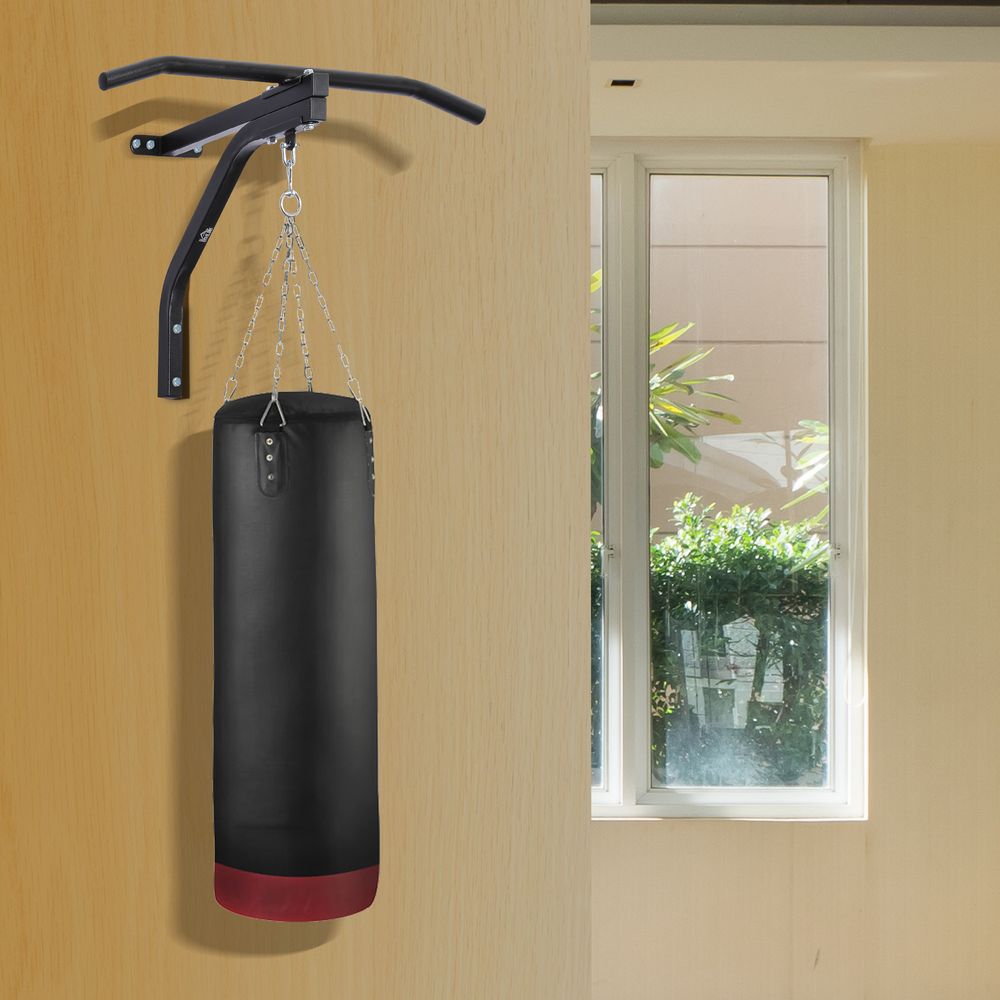 HOMCOM Punching Bag Hanger Wall Mount Bracket Kick Boxing MMA Training Frame Home Fitness Workout Pull Up Bar, Black HOMCOM Punching Bag Hanger Wall Mount Bracket Kick Boxing MMA Training Frame Home Fitness Workout Pull Up Bar, Black