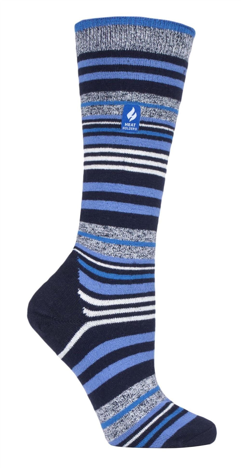 Heat Holders – Ladies Ultra Lite Ski Socks – – Dark Blue Stripe