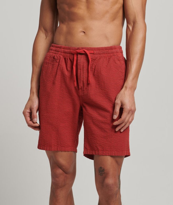 Superdry & Co Men’s Check Overdyed Shorts, Red, Size: