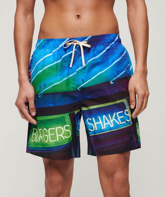 Superdry & Co Men’s Photographic – Recycled Swim Shorts Navy Neon Navy – Size: