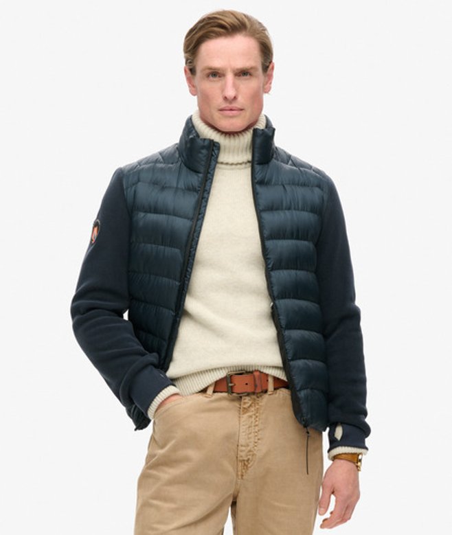 Superdry & Co Men’s Storm Fleece Hybrid Bomber Jacket Navy Eclipse Navy – Size: