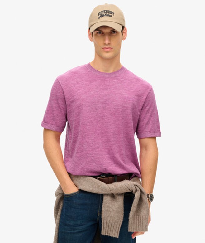 Superdry & Co Men’s Over-dyed Slub Marl shirt Pink Shocking Pink – Size:
