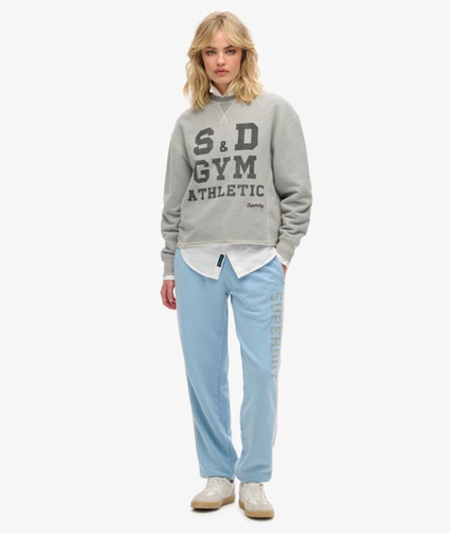 Superdry & Co Ladies Vintage Side Stripe Joggers, Blue, Size: Superdry & Co Ladies Vintage Side Stripe Joggers, Blue, Size: