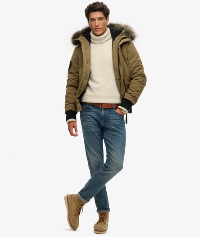 Superdry & Co Men’s Everest Hooded Puffer Bomber Jacket Green Military Olive – Size: Superdry & Co Men’s Everest Hooded Puffer Bomber Jacket Green Military Olive – Size: