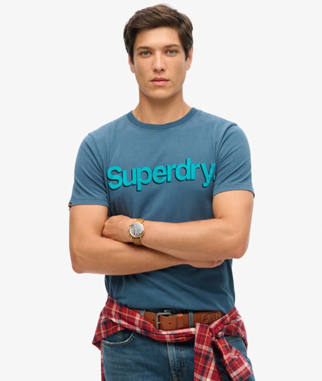 Superdry & Co Men’s Classic Core Logo Shadow shirt Blue Blue Bottle – Size: Xxxl