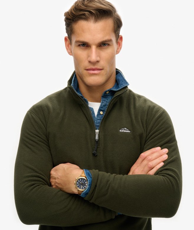 Superdry & Co Men’s Polar Fleece Half Zip Green Surplus Goods Olive Green – Size: Superdry & Co Men’s Polar Fleece Half Zip Green Surplus Goods Olive Green – Size: