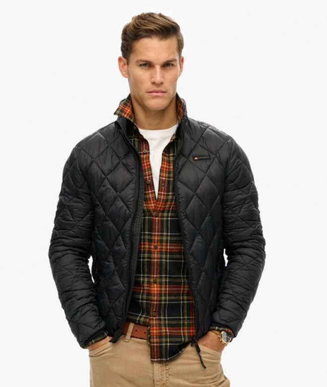 Superdry & Co Men’s Diamond Quilt Fuji Lite Jacket Black Jet Black – Size: Xxl
