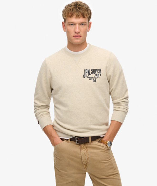 Superdry & Co Men’s Workwear Applique Sweatshirt Beige Pelican Beige Marl – Size: Superdry & Co Men’s Workwear Applique Sweatshirt Beige Pelican Beige Marl – Size: